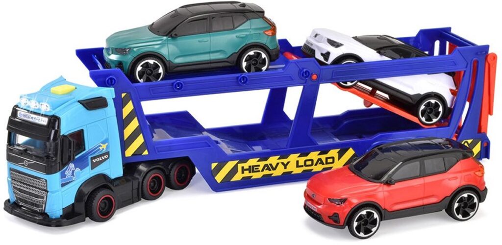 Speelgoed vrachtwagen met drie auto's erop