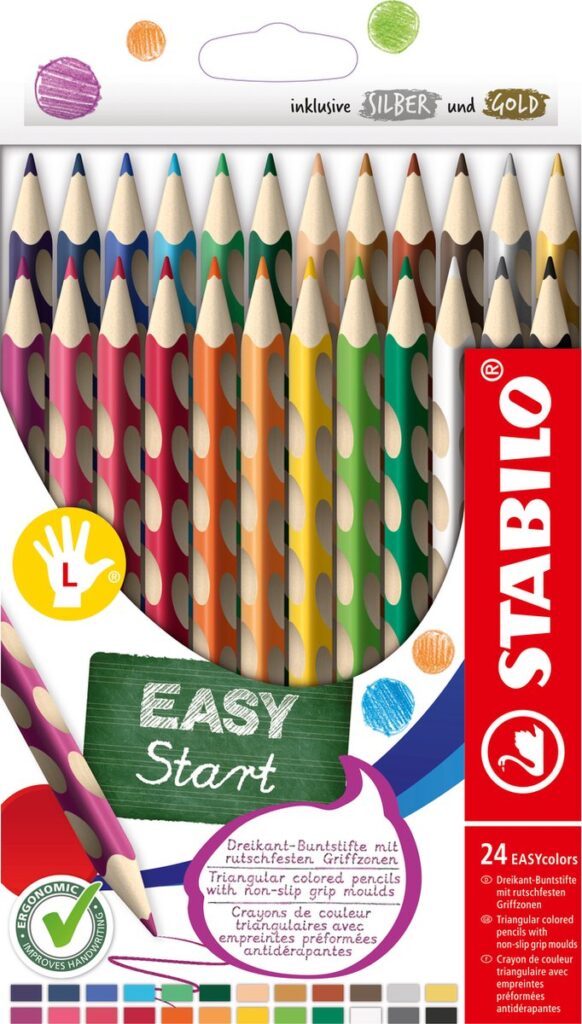 Stabilo Easy Start driekantige kleurpotloden set, 24 stuks.