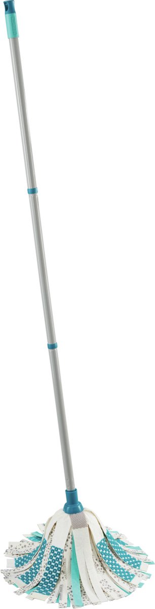 Vloerdweil met lange steel en blauwe details