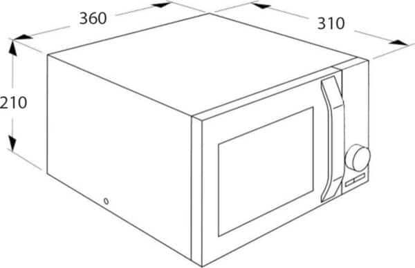 Tekening magnetron met afmetingen 360x310x210 mm