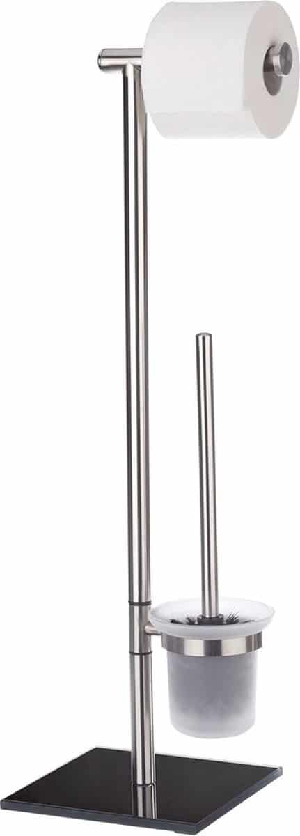 RVS toiletrolhouder met borstel en houder