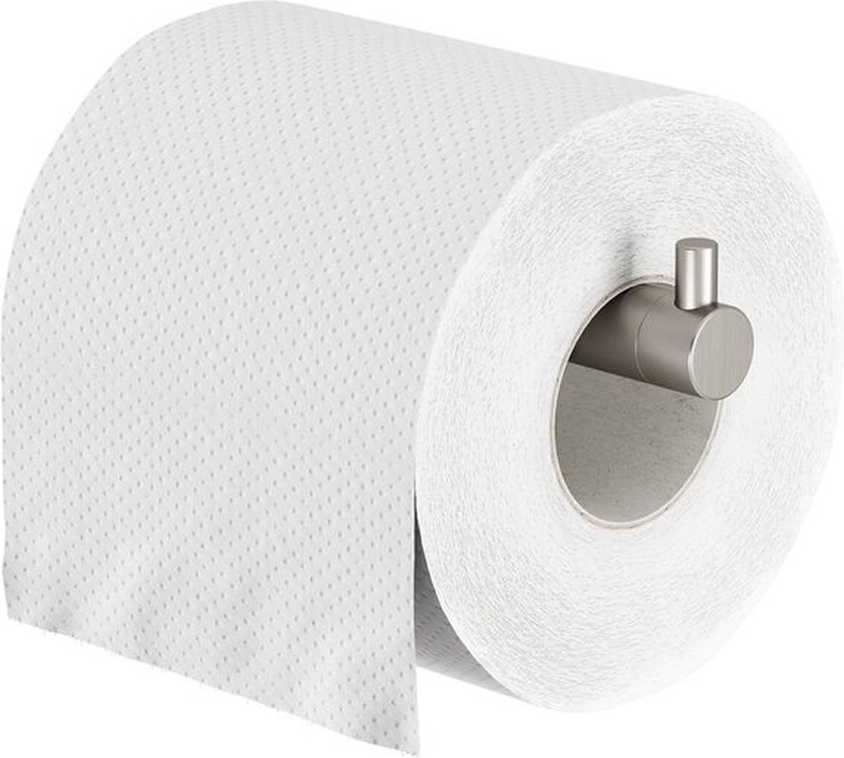 Toiletrol op houder in badkamer.