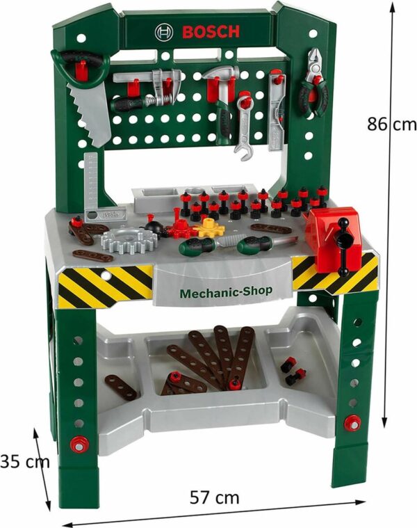 Bosch speelgoedwerkbank met gereedschap, afmetingen 86x57x35 cm