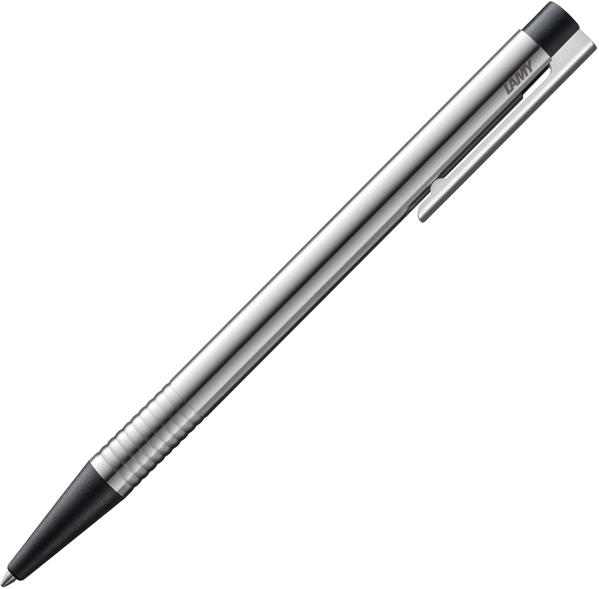 Zilverkleurige pen met zwarte punt en clip