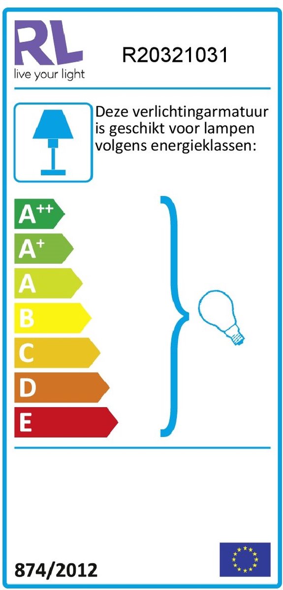 EU-energielabel voor verlichtingsarmatuur met klassen A++–E