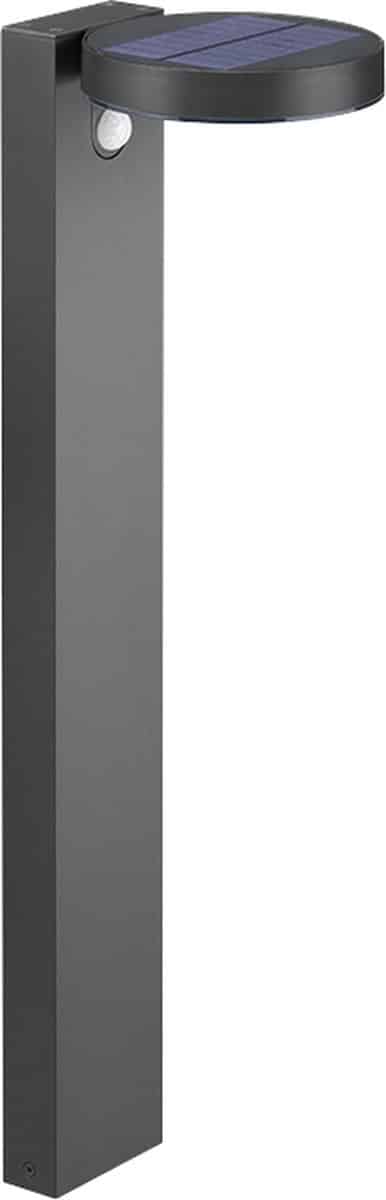Zwarte solar buitenlamp met ronde bovenkant