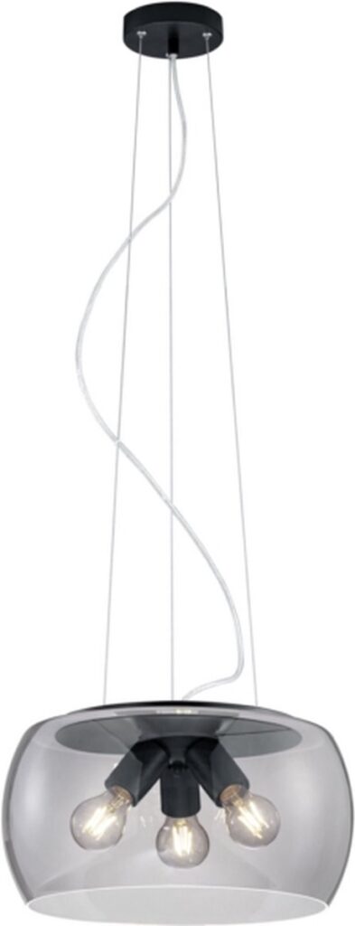 Moderne hanglamp met glazen kap en drie lampen