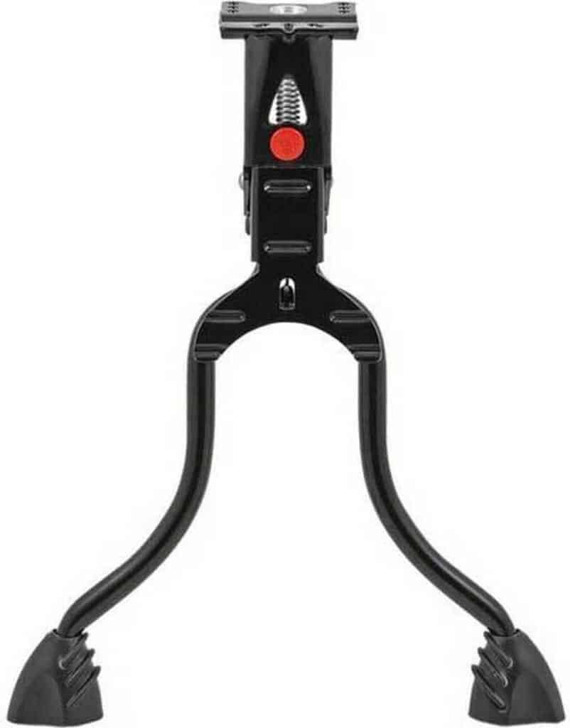 Dubbele fietsstandaard zwart met rode knop