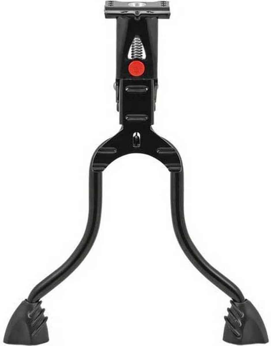 Dubbele fietsstandaard zwart met rode knop