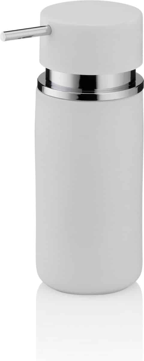White soap dispenser with metal pump