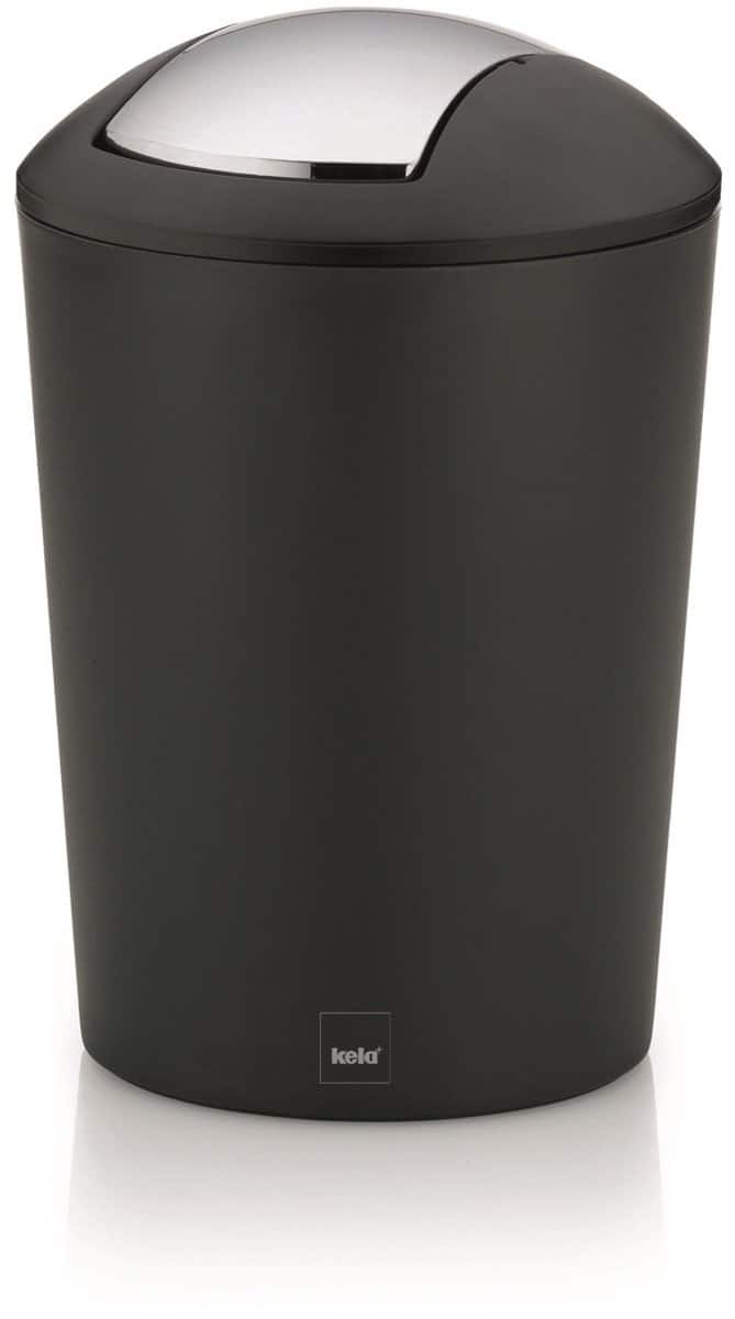 Zwarte prullenbak met zilveren draaidop