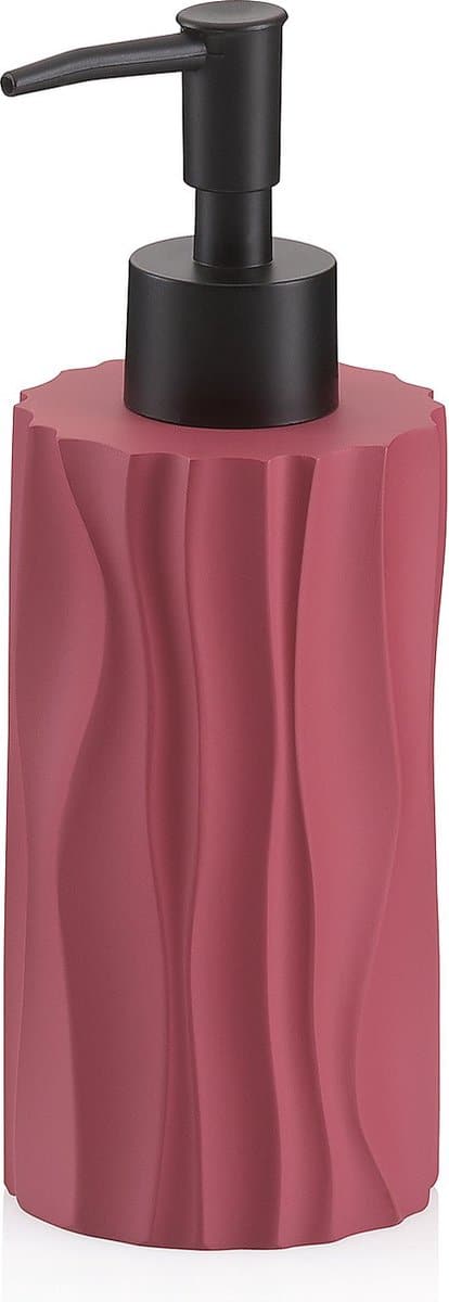 Roze zeeppomp met zwarte pomp, golvend ontwerp.