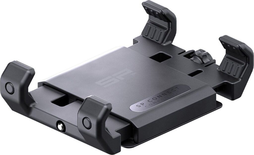 Zwarte houder voor fiets- of motoraccessoires