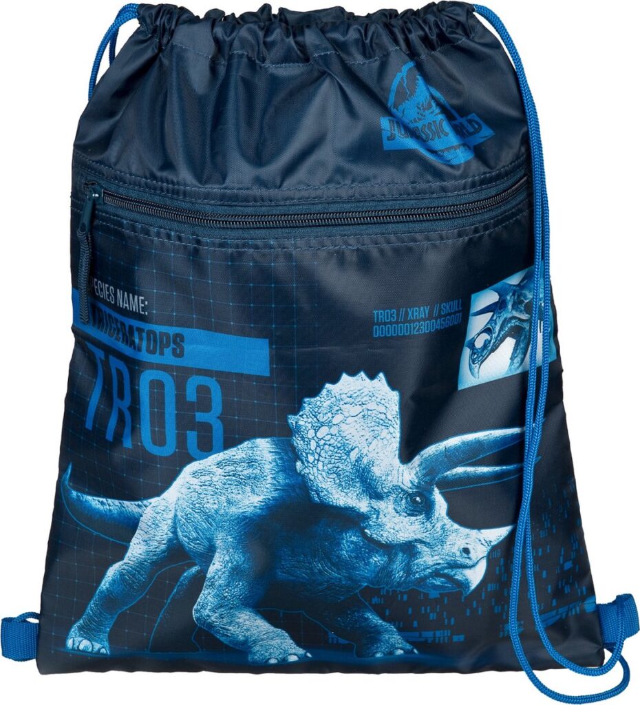 Sac de sport bleu avec un imprimé de dinosaure Triceratops