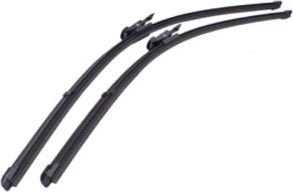Twee zwarte ruitenwissers op witte achtergrond.