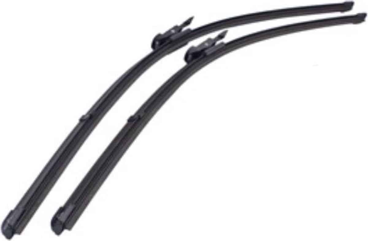 Twee zwarte ruitenwissers op witte achtergrond.