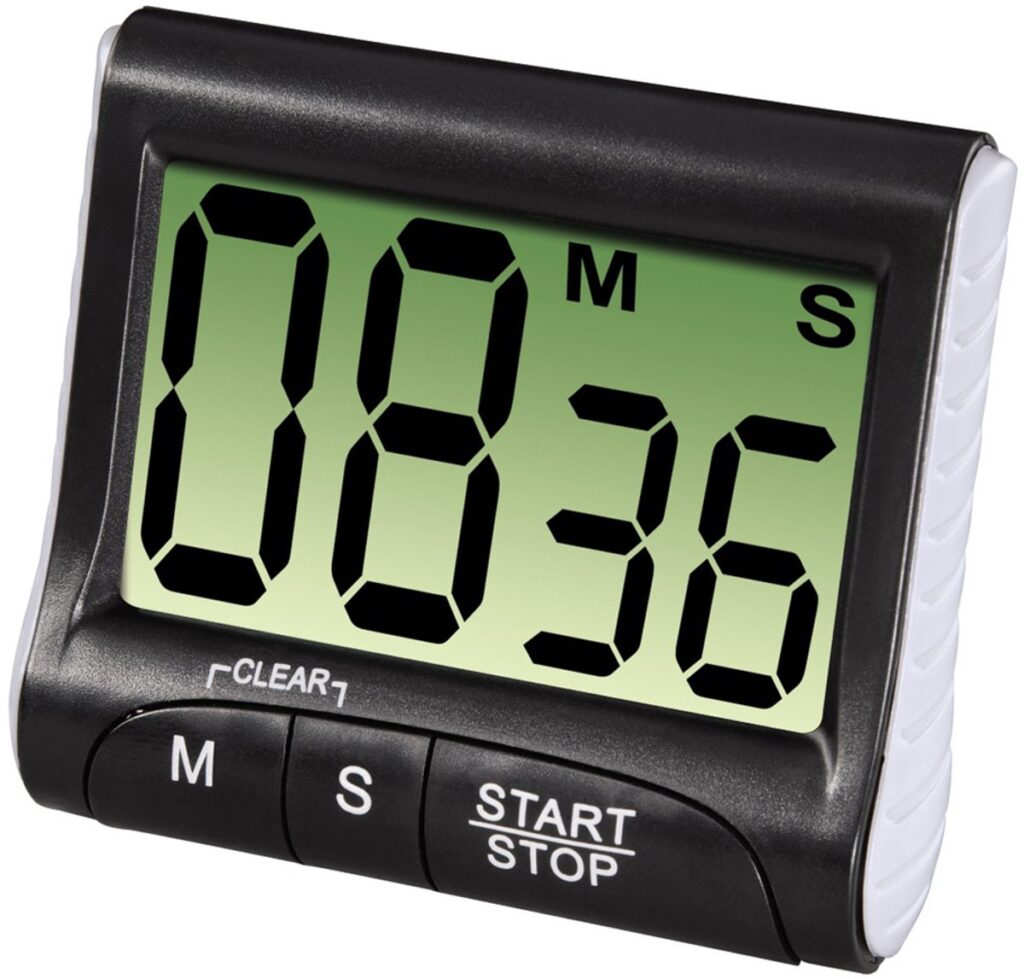 Digitale kookwekker op 8 minuten 36 seconden.