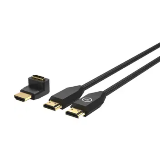 Twee HDMI-kabels en een hoekadapter