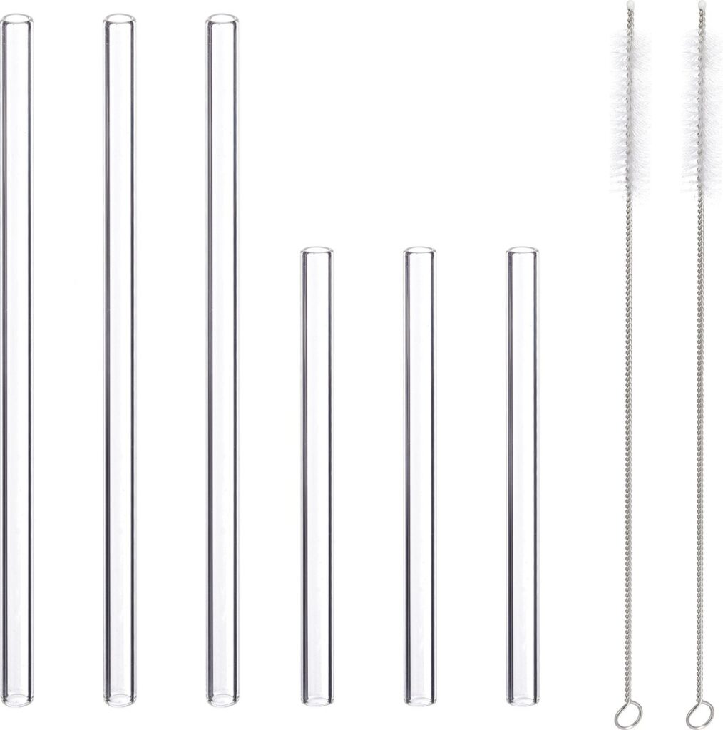 Glazen rietjes en reinigingsborstels set