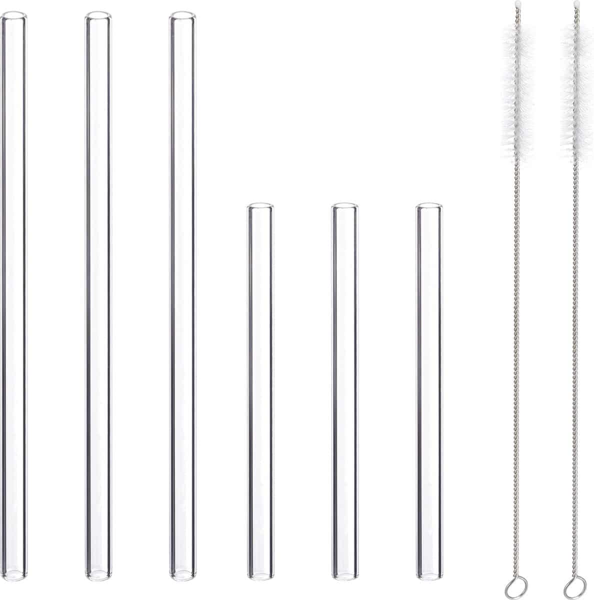 Glazen rietjes en reinigingsborstels set
