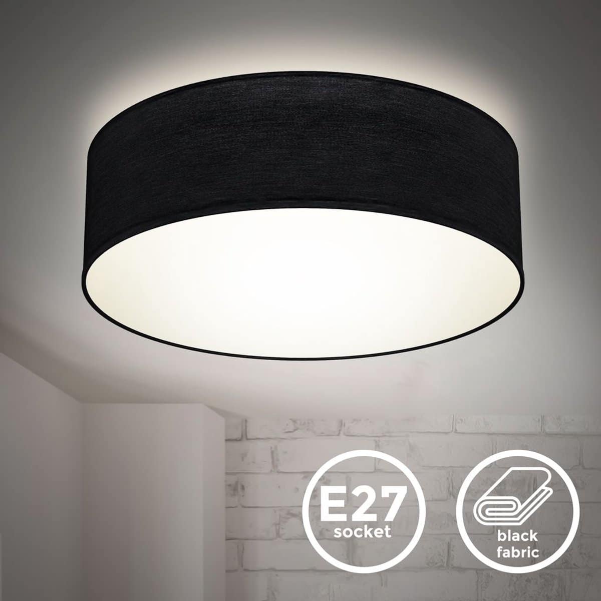 Zwarte plafondlamp met E27 fitting