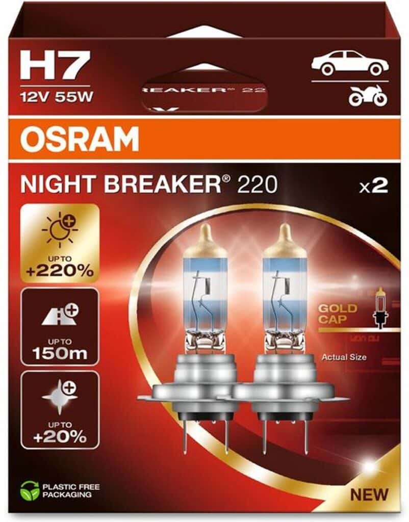 Osram H7 Night Breaker autolampen, helderder licht, set van 2.