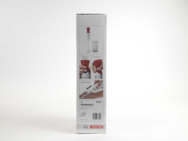 Verpakking van Bosch staafmixer MSM64010 met ergonomisch ontwerp