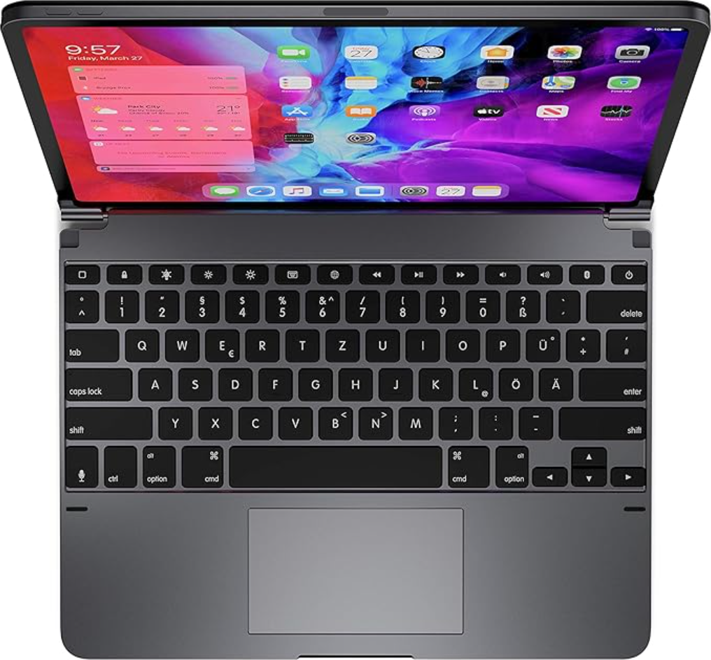 Tablet met toetsenbord en kleurrijk scherm