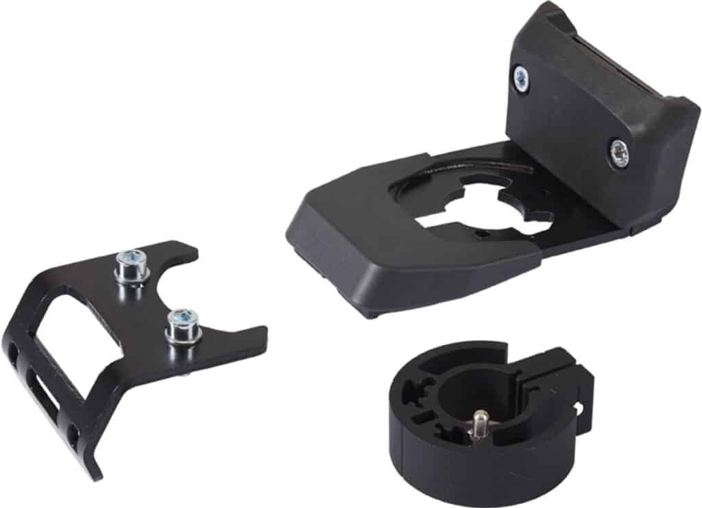 Drie zwarte metalen en kunststof onderdelen set