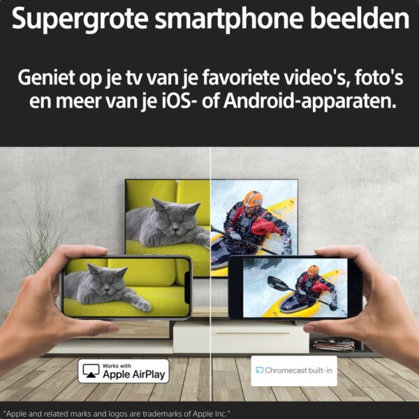 Stream smartphone inhoud naar televisiescherm met AirPlay en Chromecast.