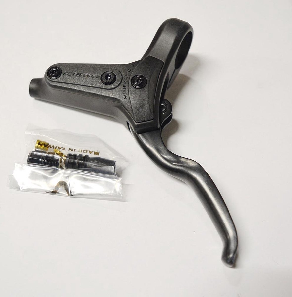 Tektro hydraulic bicycle brake lever with mounting hardware