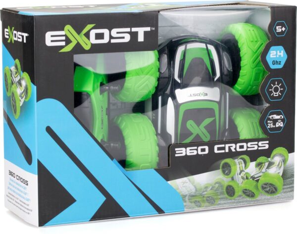 Verpakking van speelgoedauto Exost 360 Cross, groen.