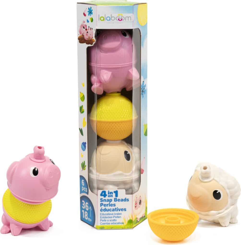 Lalaboom speelgoedverpakking met kleurrijke dierenfiguren.