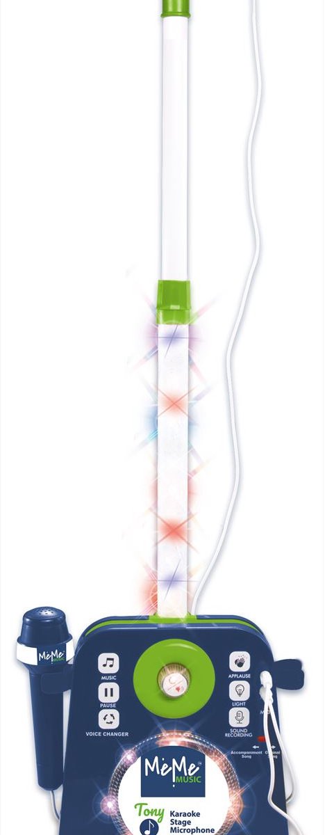 Karaoke microfoon met Bluetooth en verlichte standaard.