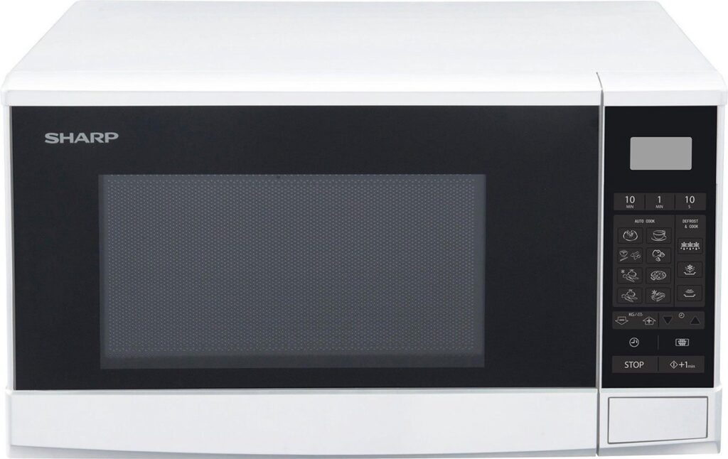 Witte magnetron met digitaal display en knoppen