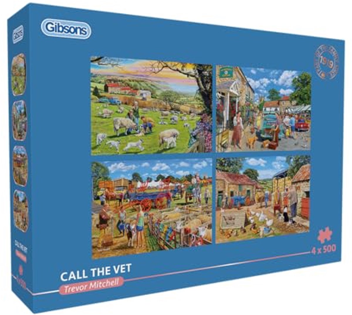 Puzzeldoos met vier boerderijscènes.