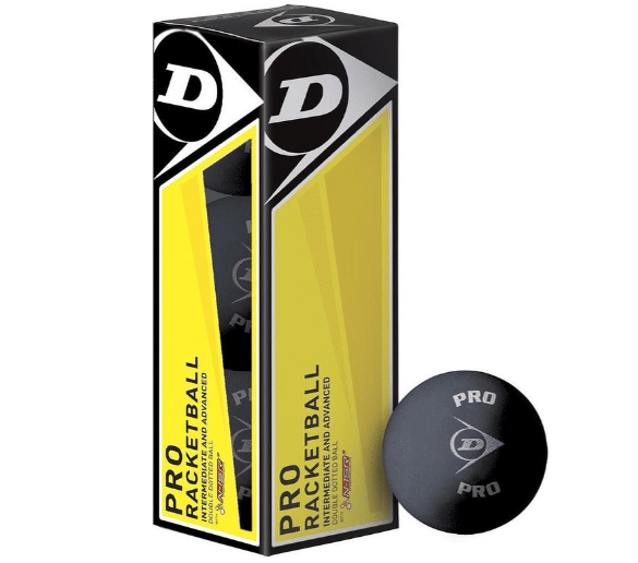 dunlop racquetballen pro dubbel gele stip zwart rubber 3 stuks