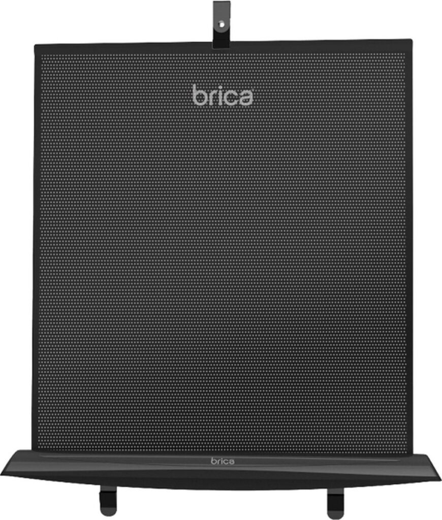 Zwart gaas zonnescherm met merknaam Brica.