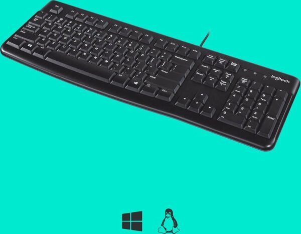 Zwart toetsenbord met Windows- en Linux-compatibiliteit.
