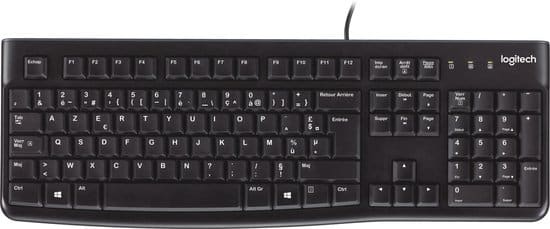 Zwart Logitech AZERTY-toetsenbord met draad.