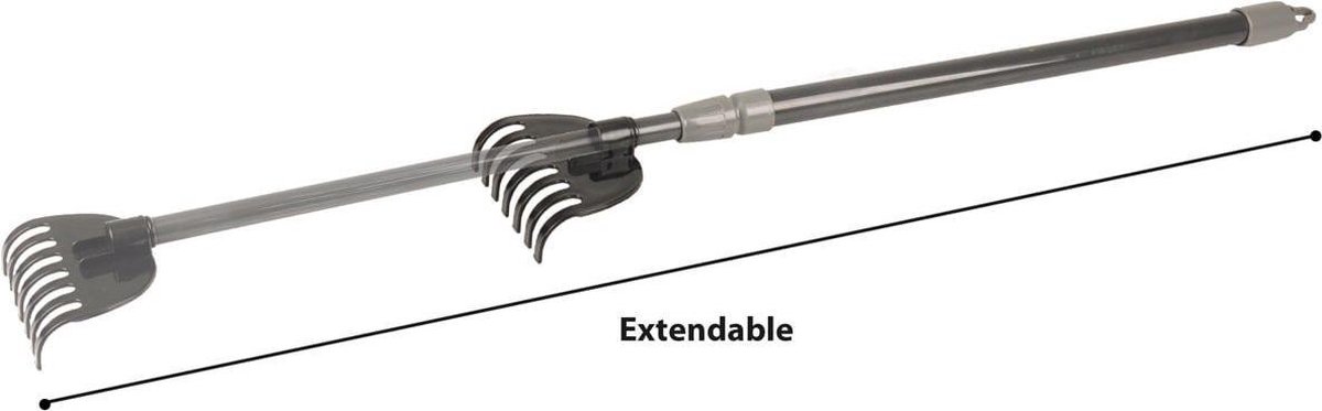 Uitschuifbare hark met dubbele harken.