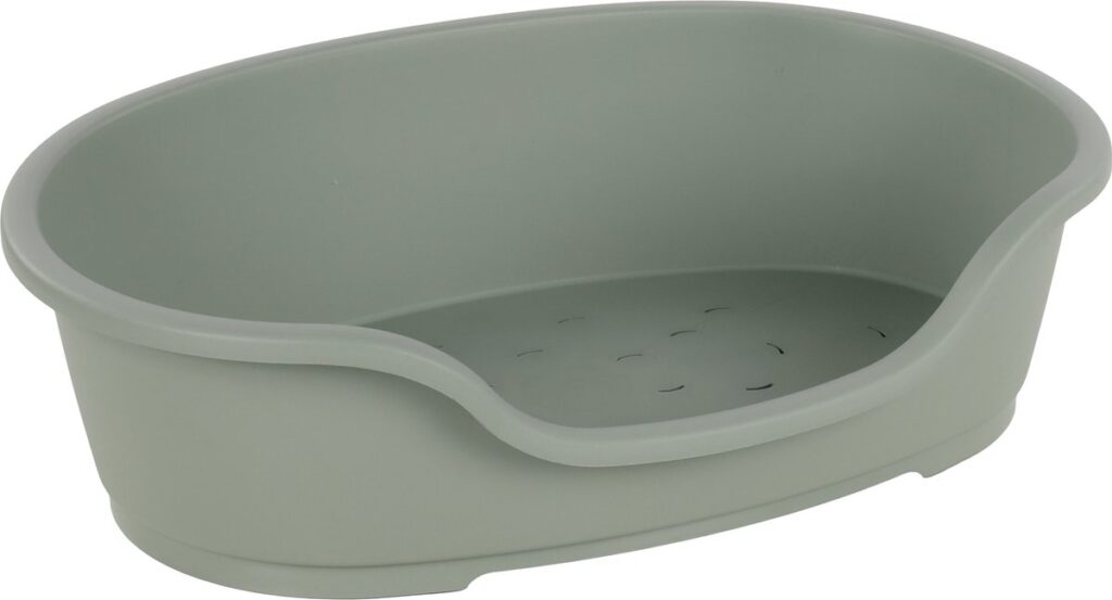 Groene plastic hondenmand met lage rand