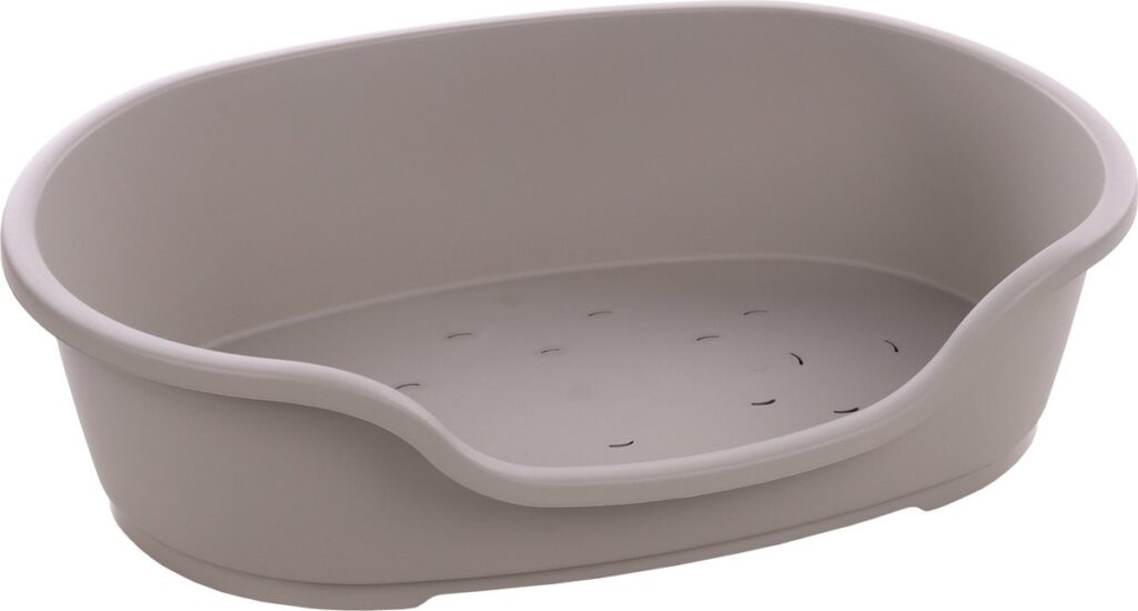 Grijze plastic hondenmand zonder kussen