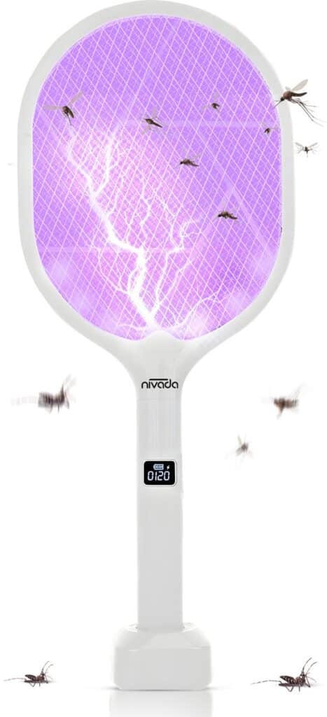 Elektrische vliegenmepper vangt muggen met elektrische schok.