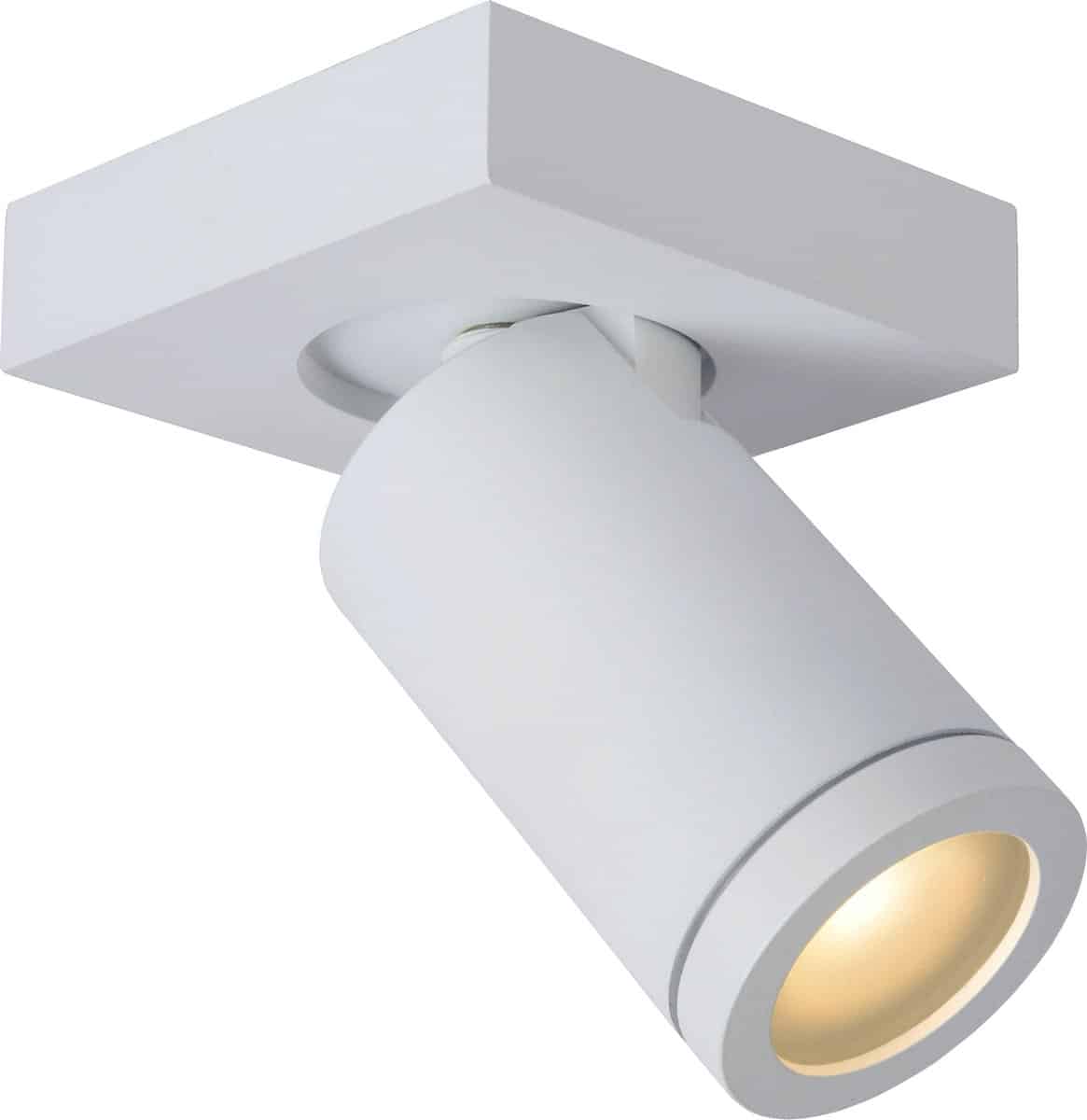 Witte verstelbare plafondspot met LED-verlichting.