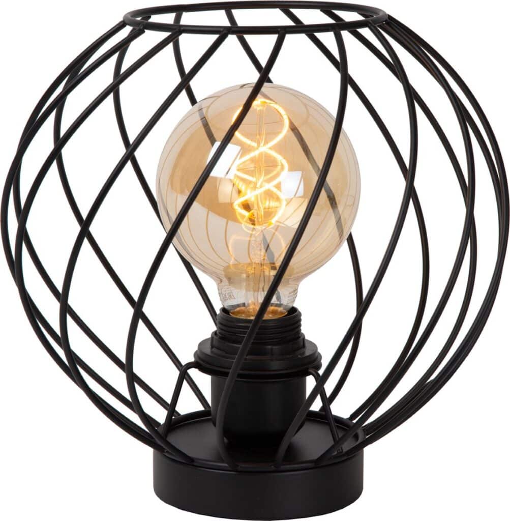 Moderne metalen draadlamp met decoratieve gloeilamp.