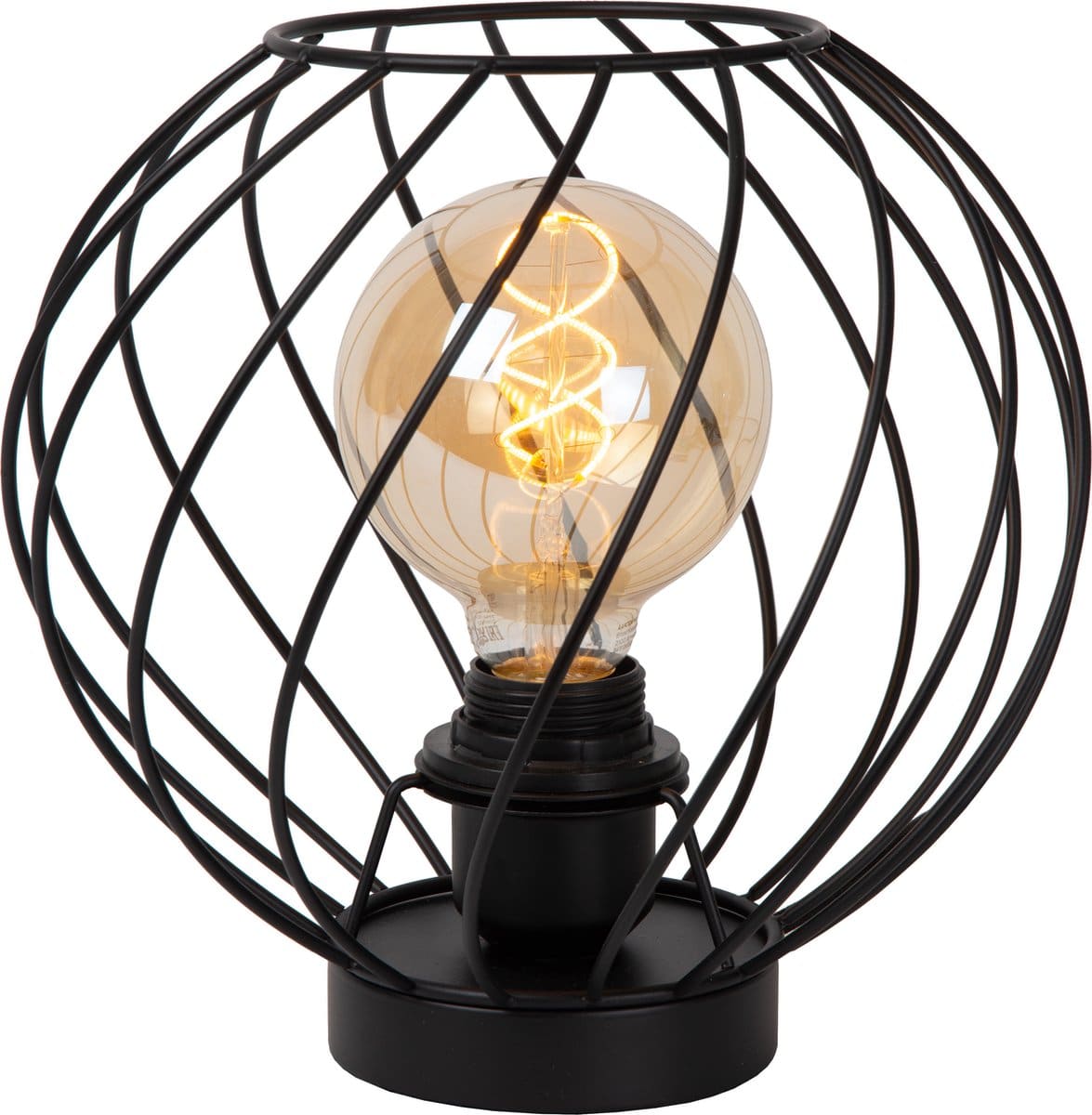 Moderne metalen draadlamp met decoratieve gloeilamp.