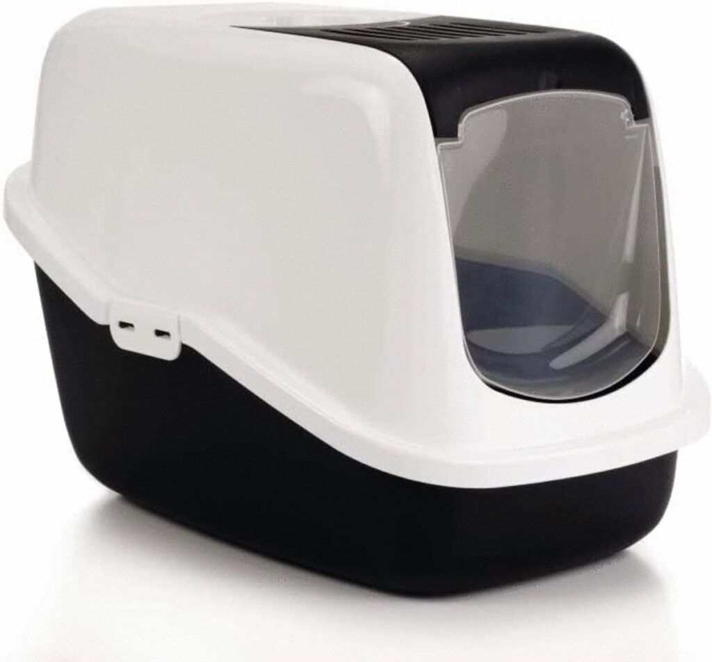 Gesloten kattenbak met deksel en ingang