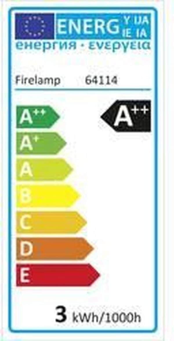 Energielabel A++ voor lamp, 3 kWh per 1000 uur.