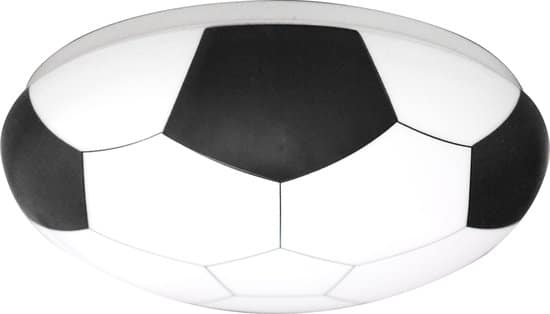 Plafondlamp met voetbalontwerp, zwart-wit patroon.